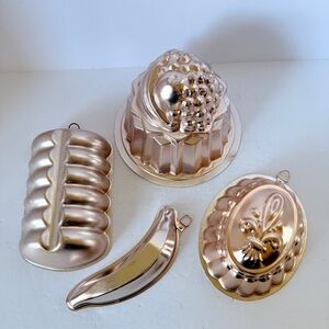 4 Vintage Copper-Toned Fluted Dessert Molds Set – Rustic Kitchen Farmhouse